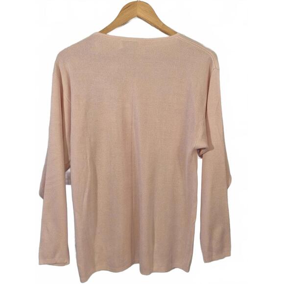 Belford Ladies 100% Silk Light Pin Crew Neck Pullover Sweater Long Sleeve - Picture 3 of 4
